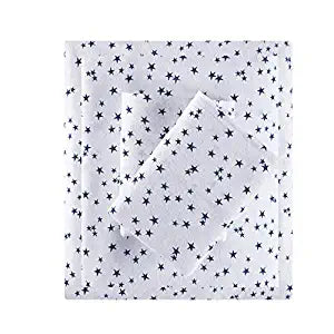 Intelligent Design Cozy 100% Cotton Flannel Novelty Print Animals Cute Warm Ultra Soft Cold Weather Sheet Set Bedding, Full Size, Blue Stars 4 Piece
