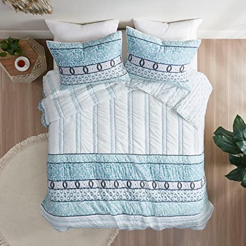 Madison Park Cotton Coverlet Set with Blue Finish MP13-7703