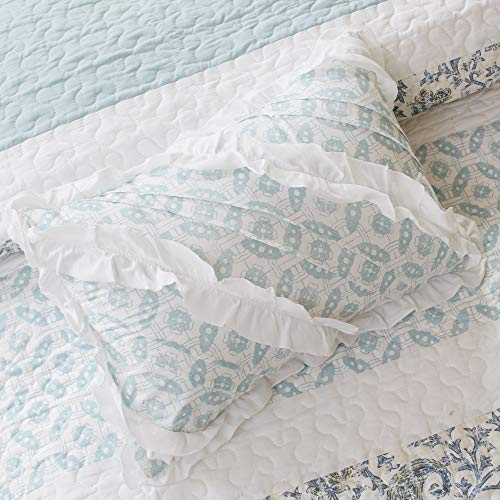 Madison Park MP13-2801 Dawn 6 Piece Cotton Percale Quilted Coverlet Set, Blue