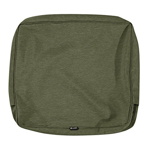 Classic Accessories Montlake FadeSafe Water-Resistant 21 x 22 x 4 Inch Outdoor Back Cushion Slip Cover, Patio Furniture Cushion Cover, Heather Fern Green, Patio Furniture Cushion Covers