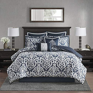 Madison Park Odette Comforter Set Jacquard Damask Medallion Design - All Season Down Alternative Bedding