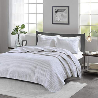 Madison Park Keaton Quilt Set-Casual Channel Stitching Design All Season, Lightweight Coverlet Bedspread Bedding, Shams