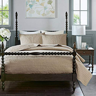 MADISON PARK SIGNATURE Serene King Size Quilt Bedding Set - Linen, Quilted, 3 Piece Bedding Quilt Coverlets