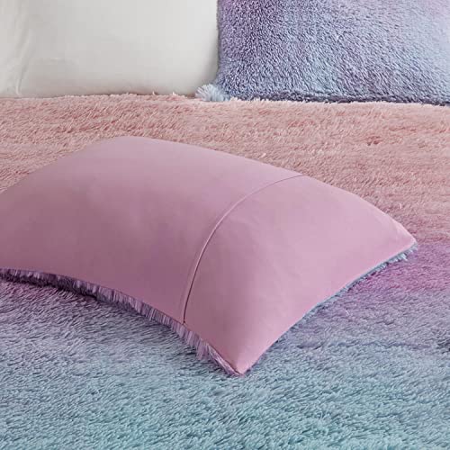 MI ZONE Purple Multi Ombre Shaggy Faux Fur Comforter Set MZ10-0642