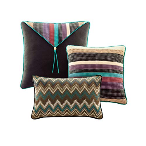 Madison Park Quilt Rustic Southwestern All Season, Breathable Coverlet Bedspread, Lightweight Bedding, Shams, Decorative Pillow, Twin/Twin XL, Yosemite, Stripes Purple/Teal, 5 Piece