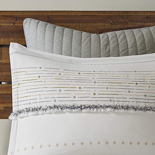 Nea Luxurious Cotton Bedding Set - Mid Century Trendy Geometric Design, All Season Cozy Cover With Matching Shams, Grey/Multi Comforter Set, Full/Queen 3 Piece