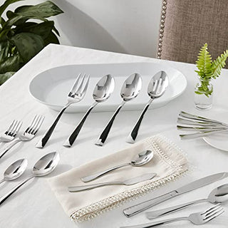 Oneida Avery 90 Piece Casual Flatware Set, 18/0 Stainless, Service for 12,Silver