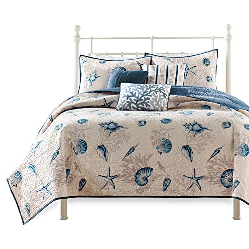 Madison Park Bayside COVERLET&BEDSPREAD, Full/Queen(90"x90"), Blue