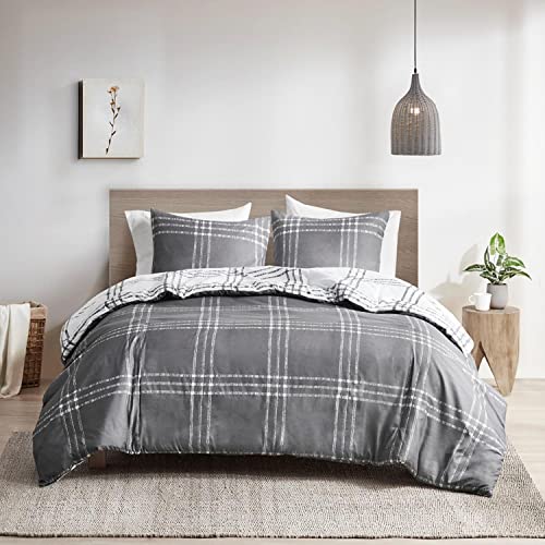 Clean Spaces Polyester Printed Comforter Set with White and Gray CSP10-1484