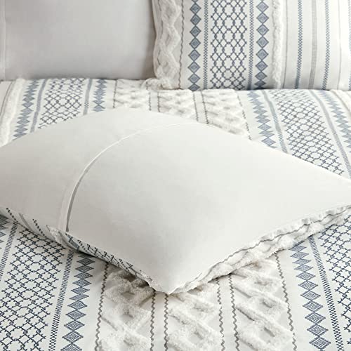 INK+IVY 100% Cotton Duvet Mid Century Modern Design, All Season Comforter Cover Bedding Set, Matching Shams, Full/Queen, Imani Chenille Navy