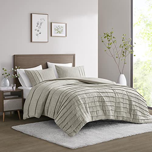 Beautyrest Maddox 3 Piece Natural Duvet King Cover Set with Pleats BR12-3871