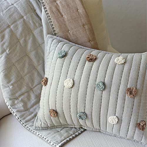Crane Baby Pillow, Decorative Rectangle Quilted Nursery Pillow for Newborns, Grey, 12" x 16", Rainbow