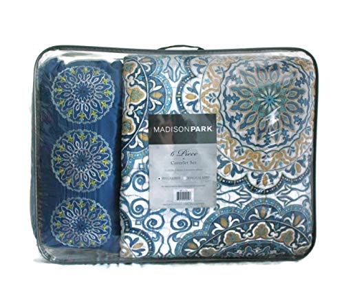 Madison Park MP13-783 Tangiers 6 Piece Quilted Coverlet Set - Queen44; Blue