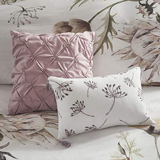 Madison Park Cotton Comforter Set Contemporary Floral Design - All Season Bedding Set, Matching Bed Skirt