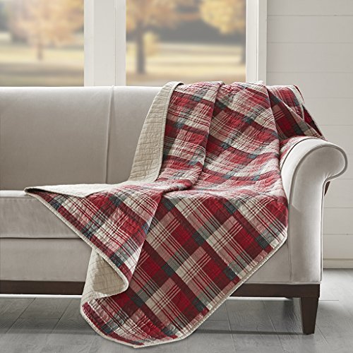 Woolrich Luxury Quilted Throw - Cabin Lifestyle, Patchwork with Moose Design All Season, Lightweight and Breathable Cozy Bedding Layer Throws for Couch Sofa, 50" W x 70" L, Tasha Red