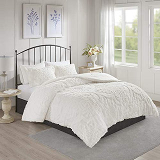 Madison Park Tufted Chenille Cotton Comforter, All Season Bedding Set, Matching Shams, Viola
