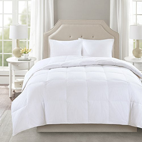 True North by Sleep Philosophy 3M Scotchgard 300TC Quilted Down Comforter Cotton Sateen Cover Downproof,Feather Blend Duvet Insert Modern Luxe All Season Bed Set,Full/Queen,White Maxi Warm(TN10-0059)