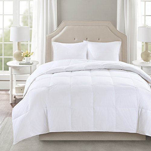 True North by Sleep Philosophy 3M Scotchgard 300TC Quilted Down Comforter Cotton Sateen Cover Downproof, Feather Blend Duvet Insert, Modern Luxe All Season Bed Set King, Medium Warm
