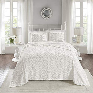 Madison Park Chenille Tufted 100% Cotton Quilt All Season, Lightweight, Breathable Coverlet Bedspread Bedding Set