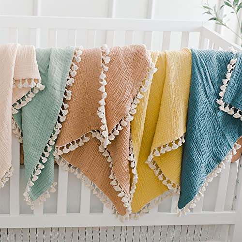 Crane Baby Muslin Swaddle Blanket, Soft Cotton Lightweight Nursery and Stroller Blanket for Baby Boys & Girls, Unisex Colors, 30" x 40"