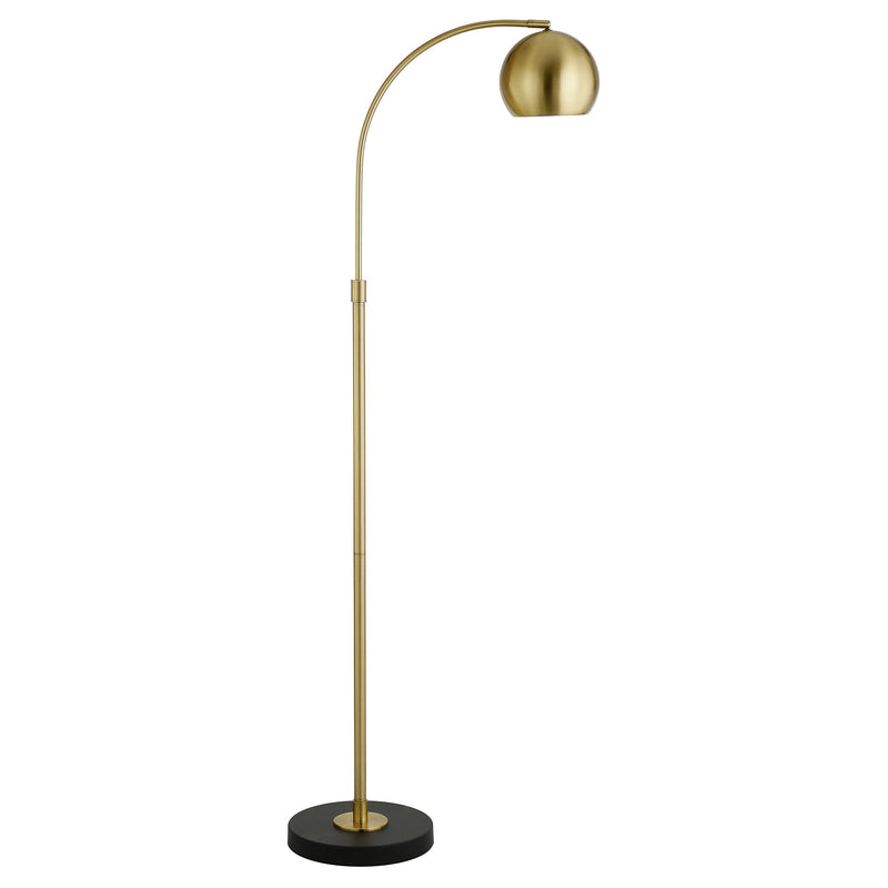 Home Outfitters 67" Black Arched Floor Lamp With Brass Bowl Shade