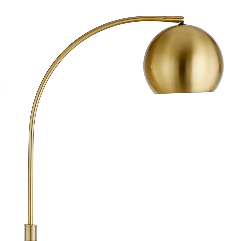 Home Outfitters 67" Black Arched Floor Lamp With Brass Bowl Shade