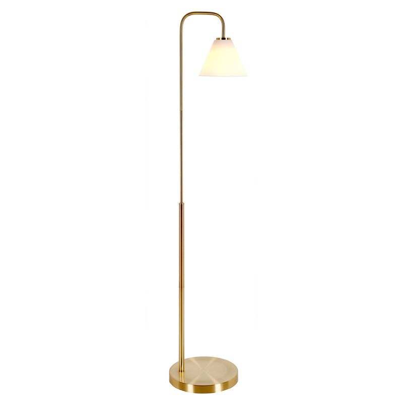 Home Outfitters 62" Brass Arched Floor Lamp With White Frosted Glass Cone Shade