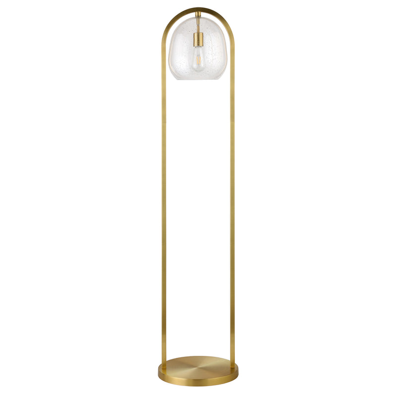 Home Outfitters 65" Brass Column Floor Lamp With Clear Seeded Glass Globe Shade