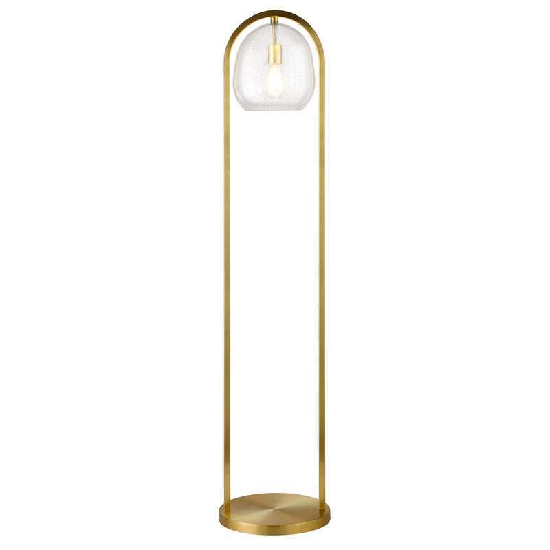 Home Outfitters 65" Brass Column Floor Lamp With Clear Seeded Glass Globe Shade