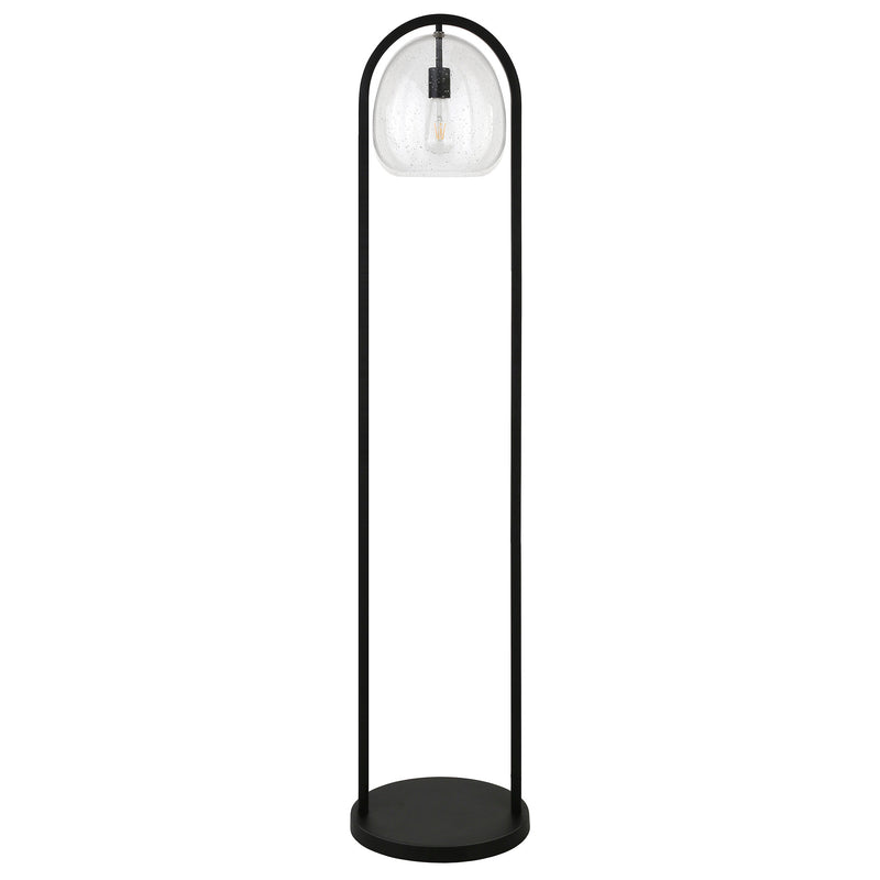 Home Outfitters 65" Black Column Floor Lamp With Clear Seeded Glass Globe Shade