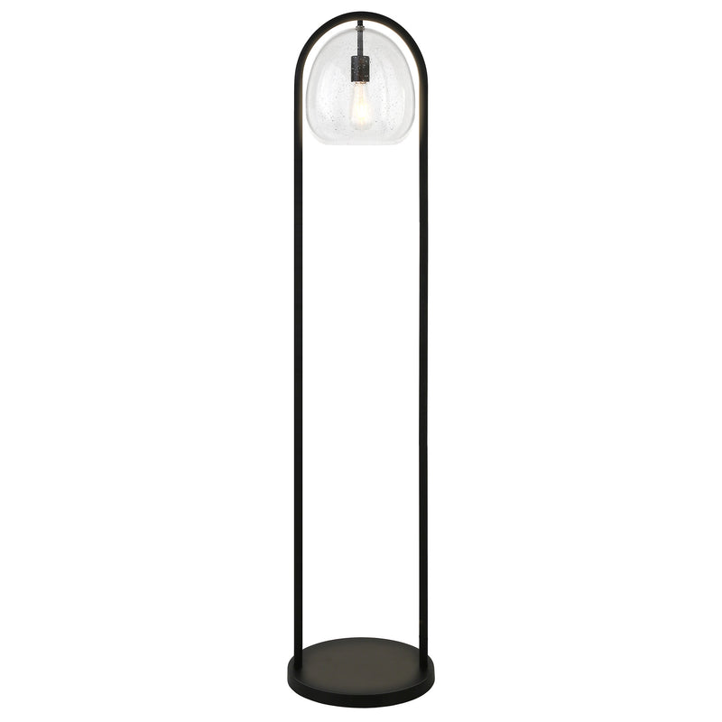 Home Outfitters 65" Black Column Floor Lamp With Clear Seeded Glass Globe Shade