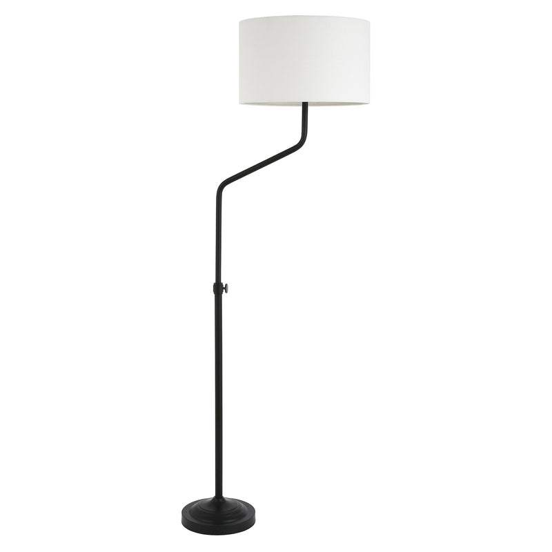 Home Outfitters 66" Black Adjustable Floor Lamp With White Frosted Glass Drum Shade