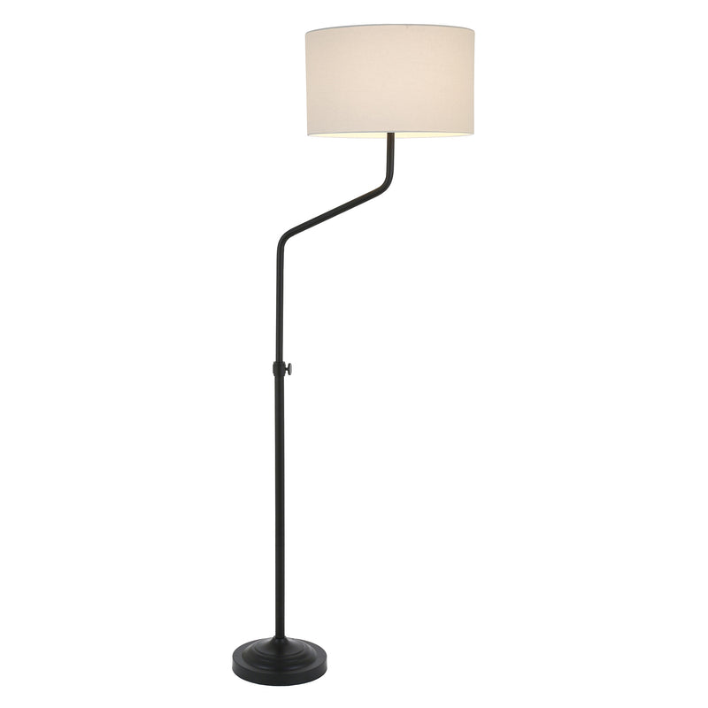 Home Outfitters 66" Black Adjustable Floor Lamp With White Frosted Glass Drum Shade