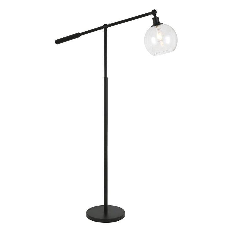 Home Outfitters 61" Black Reading Floor Lamp With Clear Seeded Glass Globe Shade