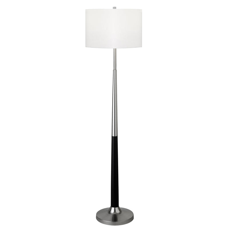 Home Outfitters 60" Black Traditional Shaped Floor Lamp With White Frosted Glass Drum Shade