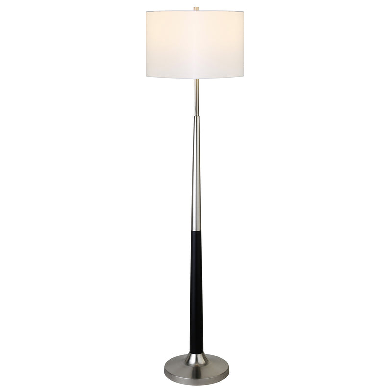 Home Outfitters 60" Black Traditional Shaped Floor Lamp With White Frosted Glass Drum Shade