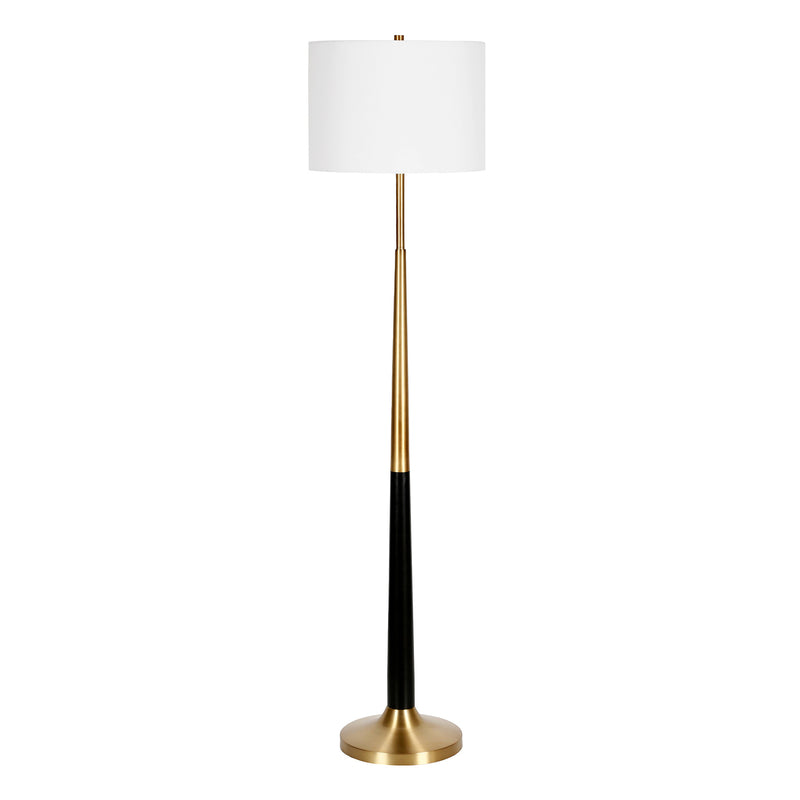 Home Outfitters 60" Black Traditional Shaped Floor Lamp With White Frosted Glass Drum Shade