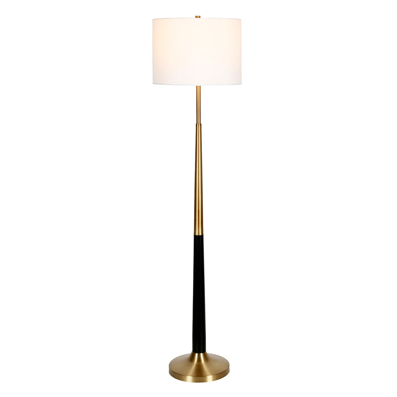 Home Outfitters 60" Black Traditional Shaped Floor Lamp With White Frosted Glass Drum Shade