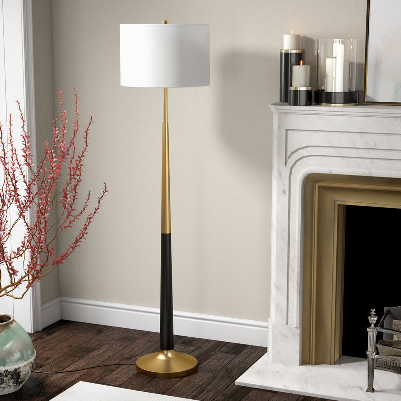 Home Outfitters 60" Black Traditional Shaped Floor Lamp With White Frosted Glass Drum Shade