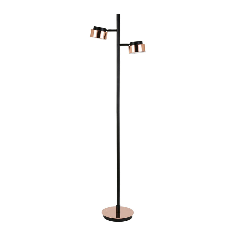 Home Outfitters 68" Black Two Light Tree Floor Lamp With Copper Bell Shade