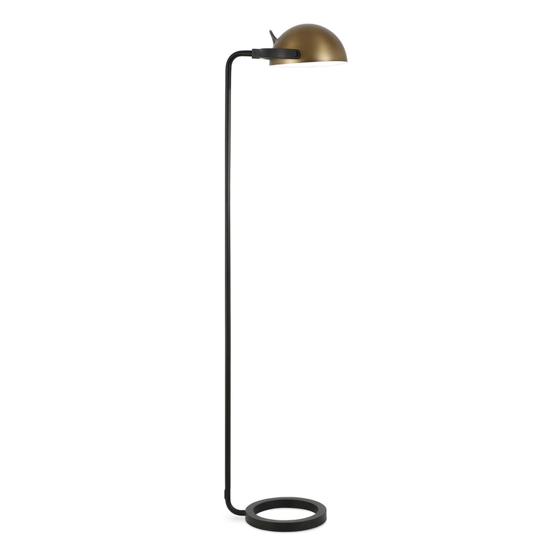 Home Outfitters 65" Black Reading Floor Lamp With Brass Dome Shade