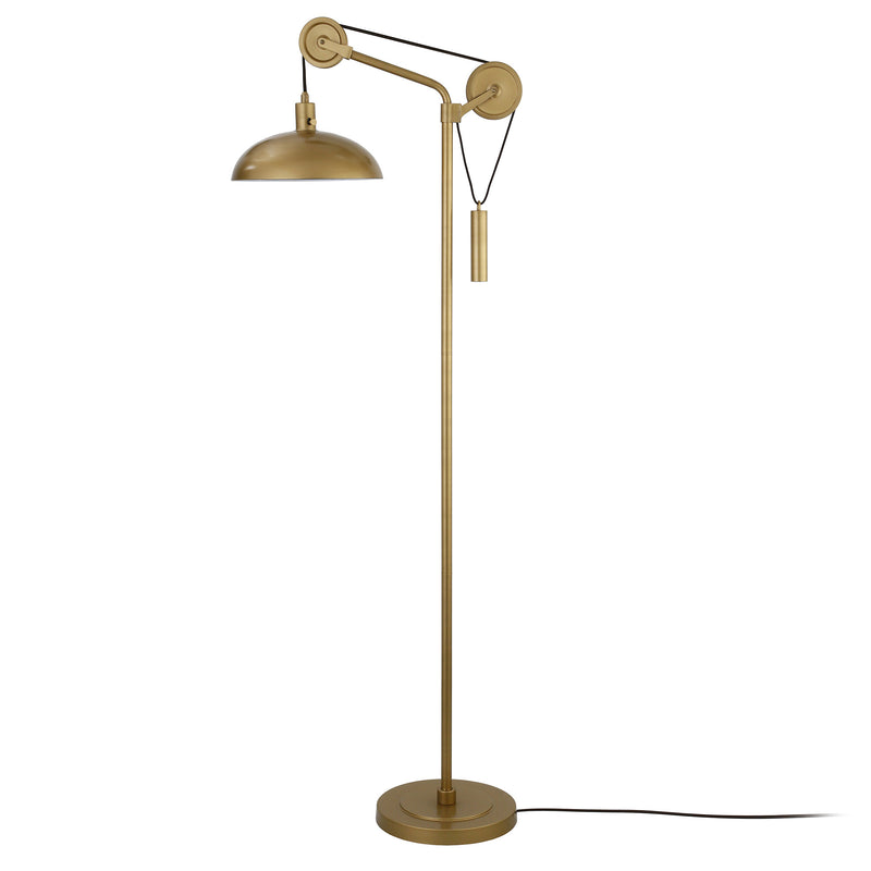 Home Outfitters 72" Brass Reading Floor Lamp With Brass Dome Shade