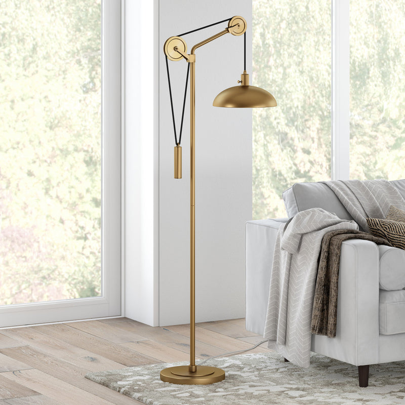 Home Outfitters 72" Brass Reading Floor Lamp With Brass Dome Shade