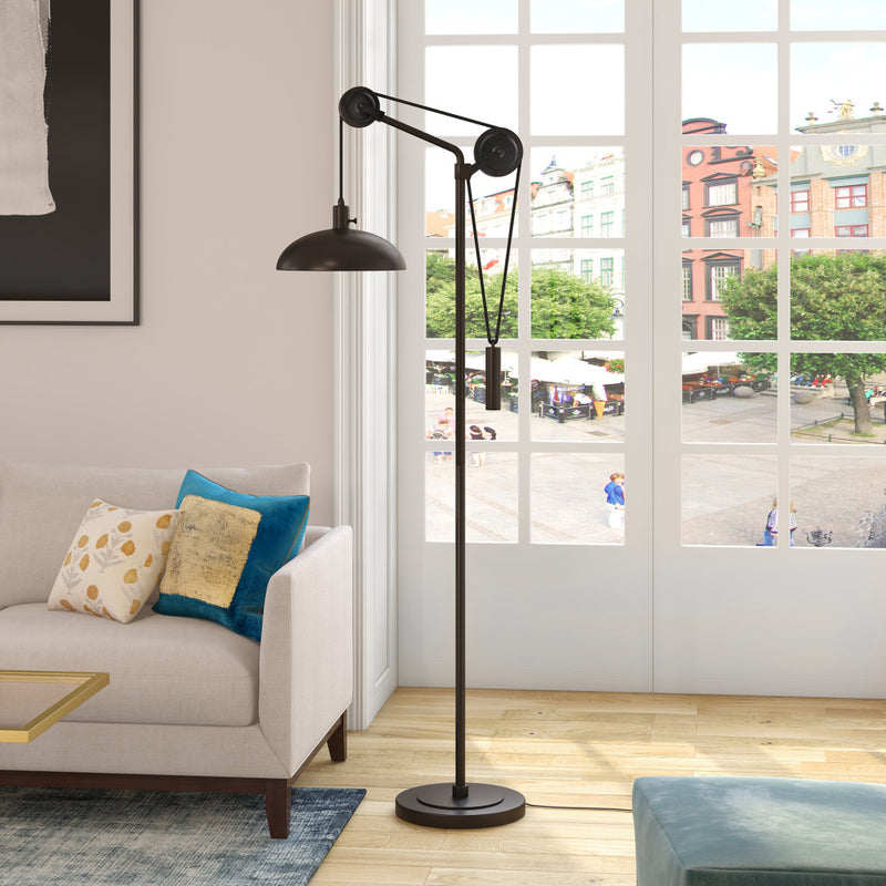 Home Outfitters 72" Black Reading Floor Lamp With Black Dome Shade