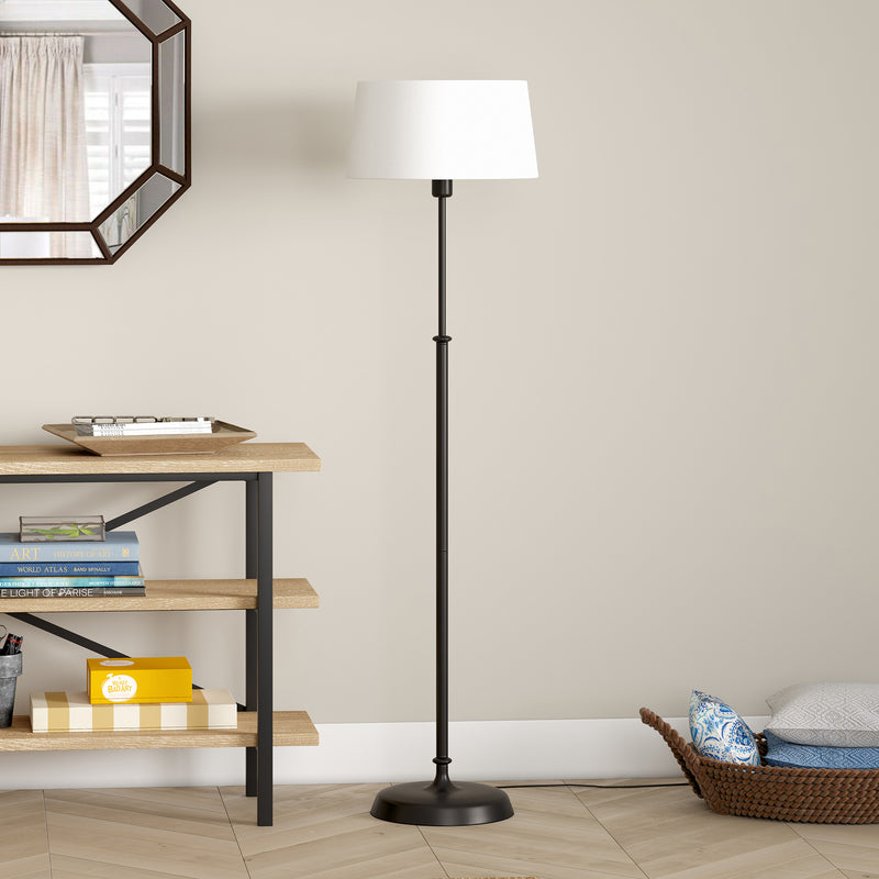 Home Outfitters 60" Black Traditional Shaped Floor Lamp With White Frosted Glass Drum Shade