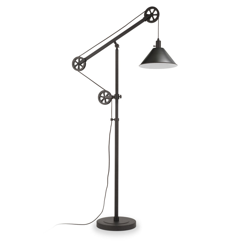 Home Outfitters 70" Black Reading Floor Lamp With Black Cone Shade