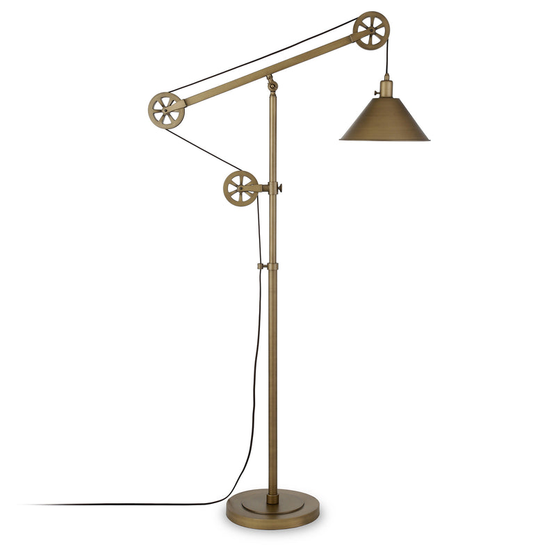 Home Outfitters 70" Brass Reading Floor Lamp With Gold Cone Shade