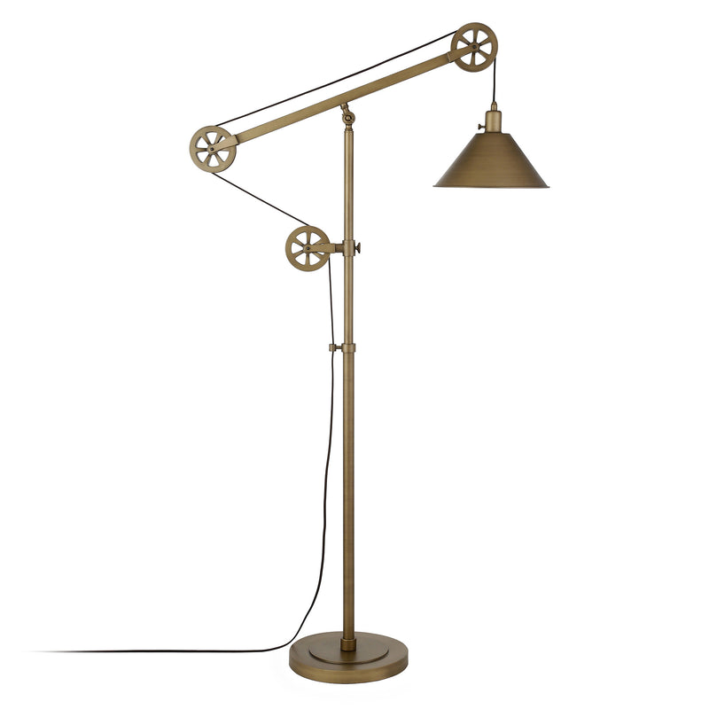 Home Outfitters 70" Brass Reading Floor Lamp With Gold Cone Shade