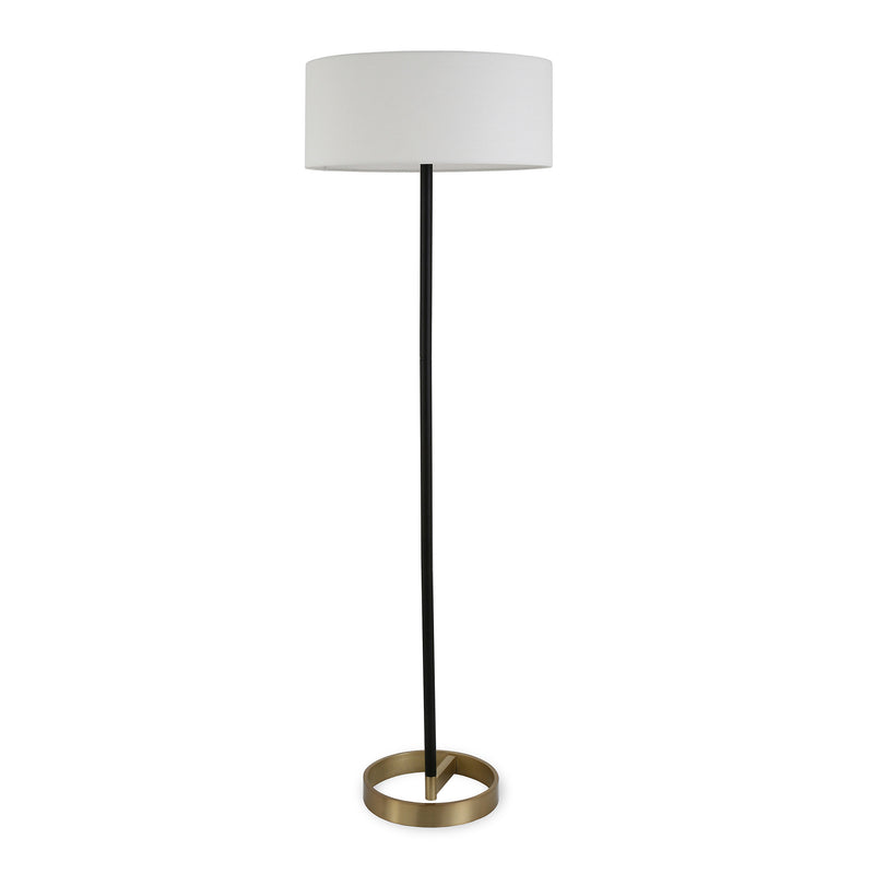 Home Outfitters 62" Black Traditional Shaped Floor Lamp With White Frosted Glass Drum Shade