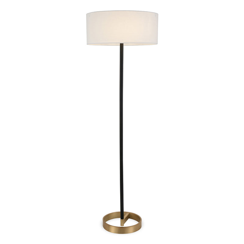 Home Outfitters 62" Black Traditional Shaped Floor Lamp With White Frosted Glass Drum Shade